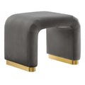 Koda Performance Velvet Waterfall Stool - Brass Storm Gray