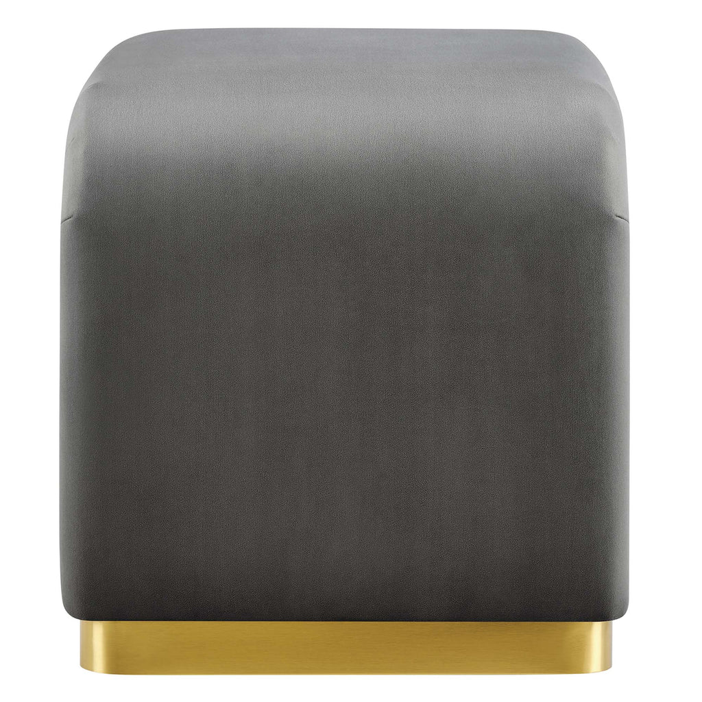 Koda Performance Velvet Waterfall Stool - Brass Storm Gray