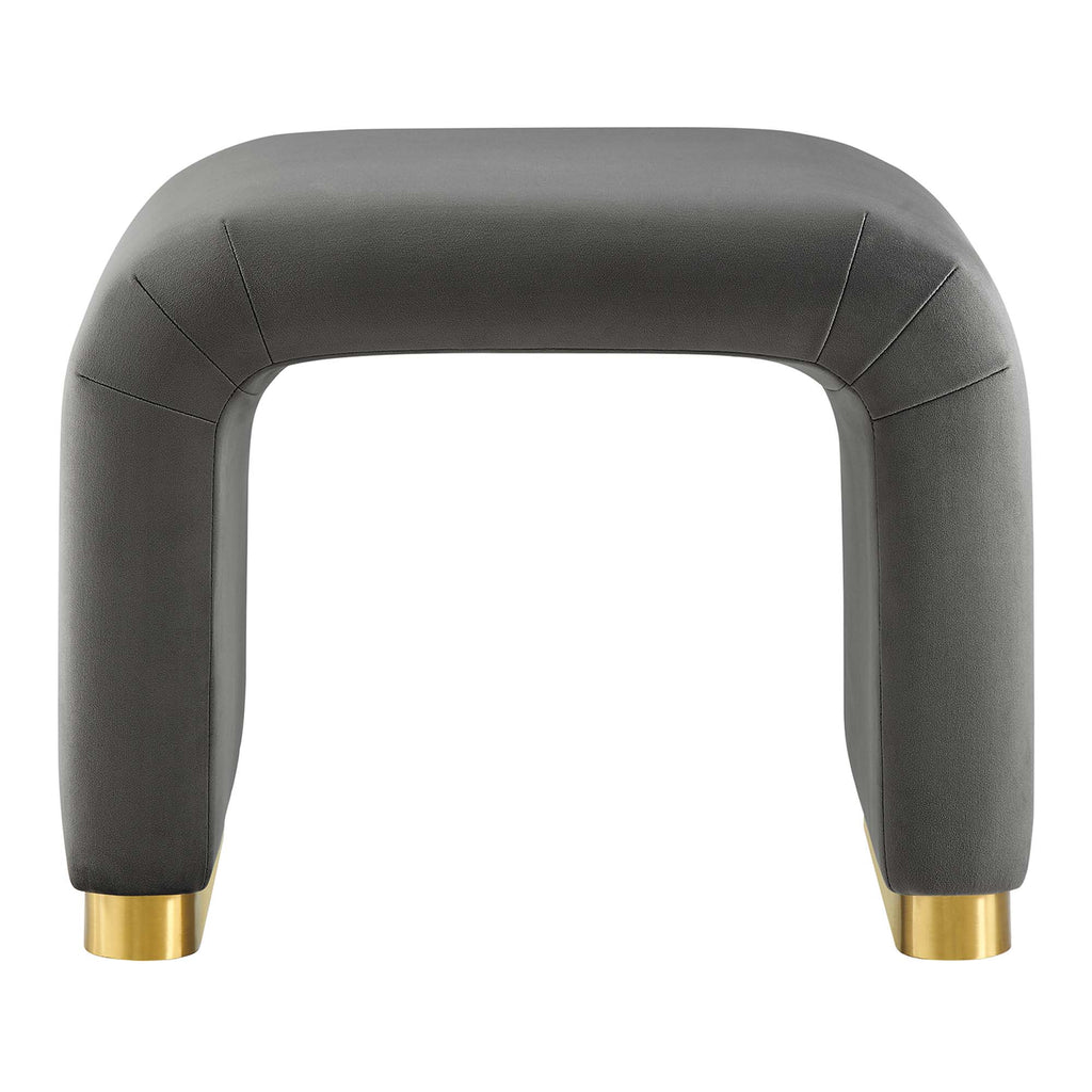 Koda Performance Velvet Waterfall Stool - Brass Storm Gray
