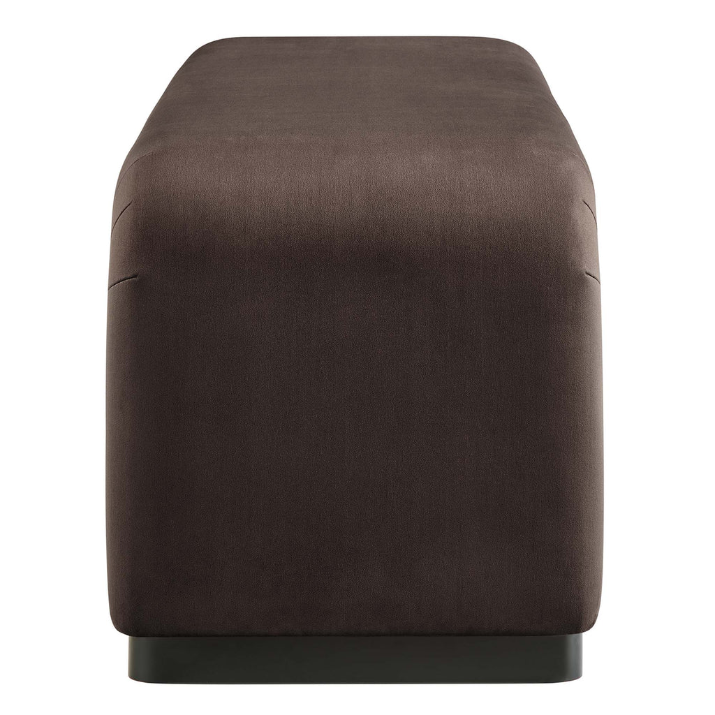 Koda Performance Velvet Waterfall Long Bench - Black Chocolate Brown