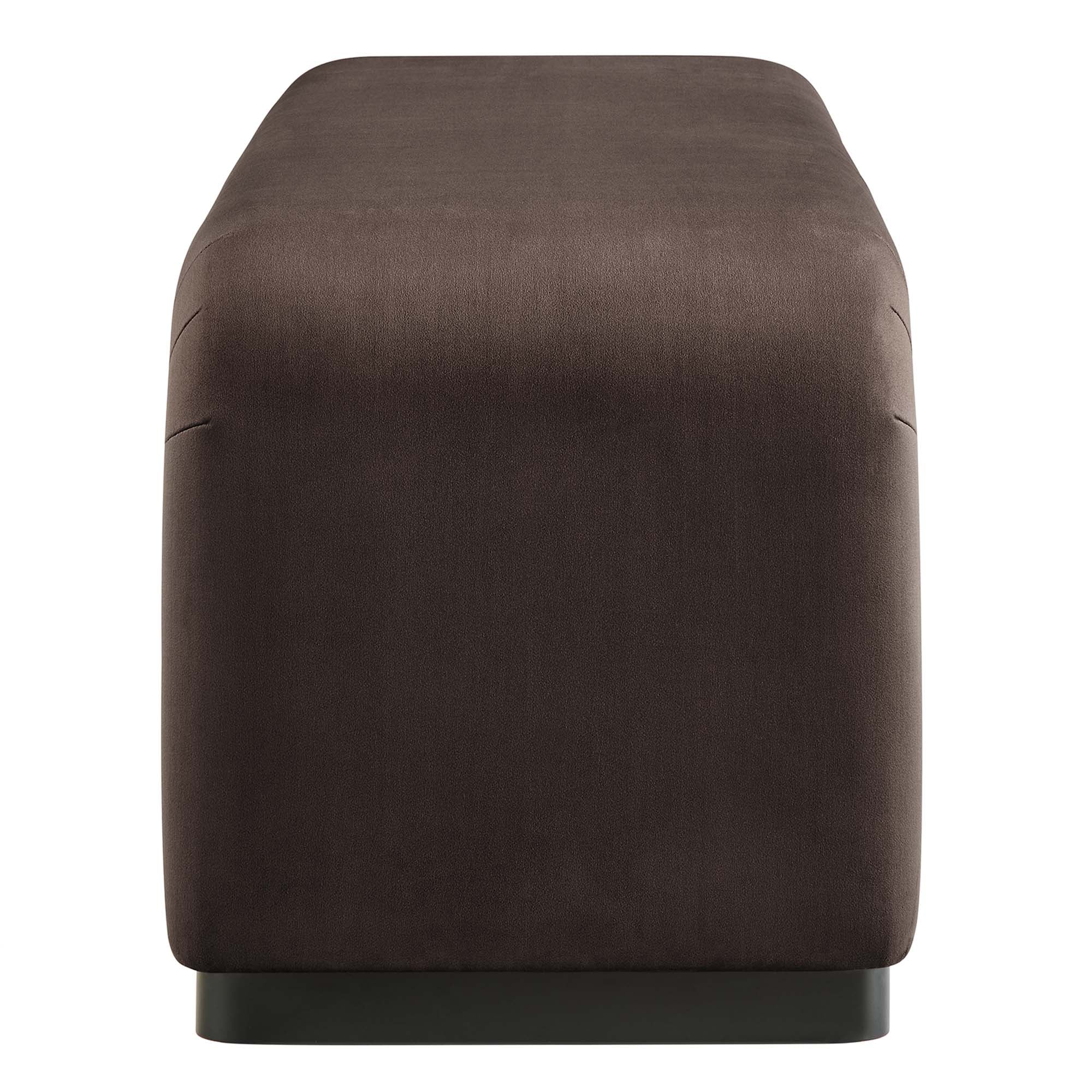 Koda Performance Velvet Waterfall Long Bench - Black Chocolate Brown
