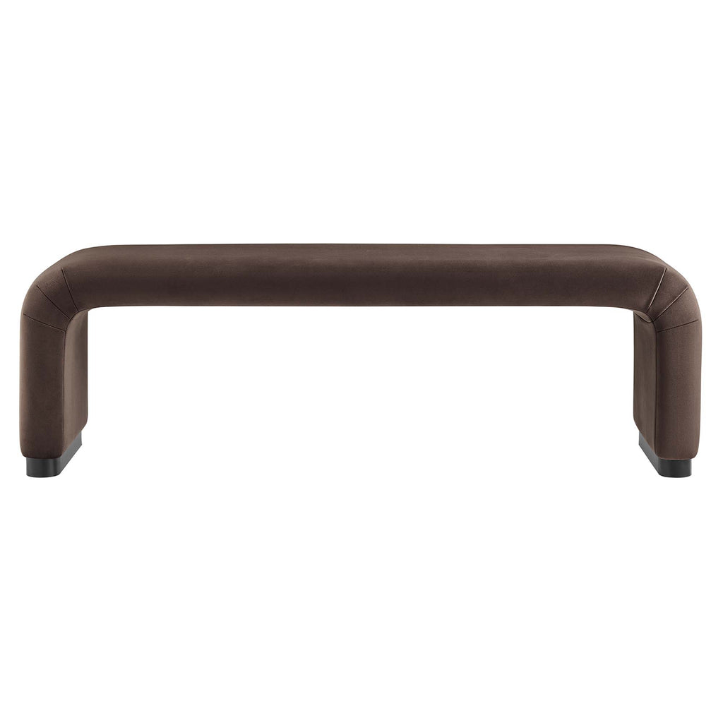 Koda Performance Velvet Waterfall Long Bench - Black Chocolate Brown