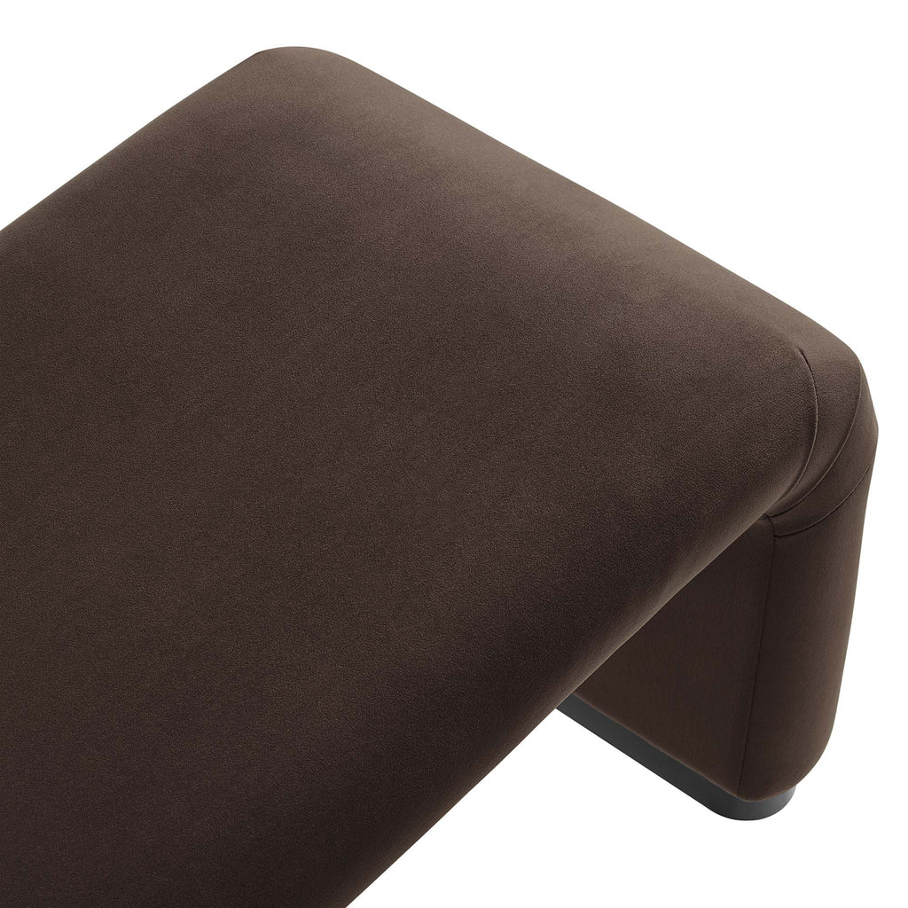 Koda Performance Velvet Waterfall Long Bench - Black Chocolate Brown