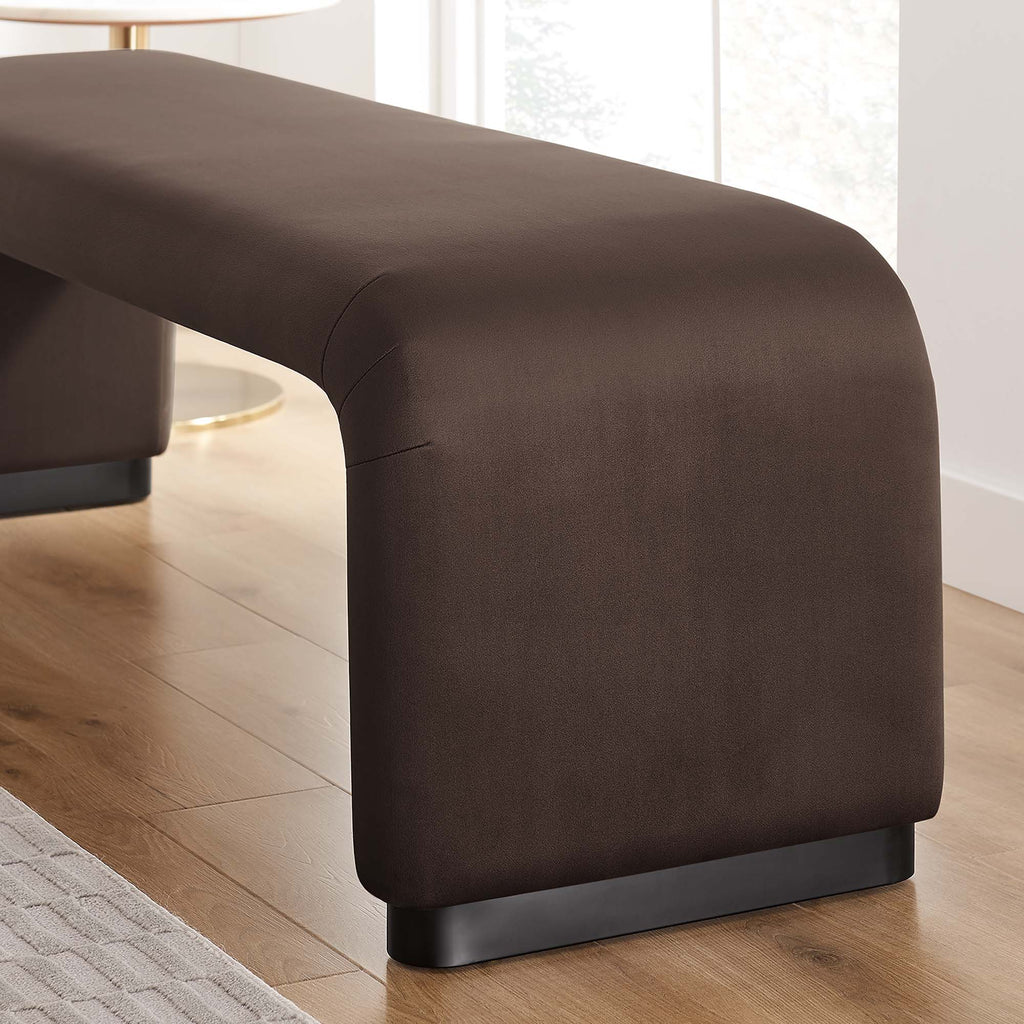Koda Performance Velvet Waterfall Long Bench - Black Chocolate Brown