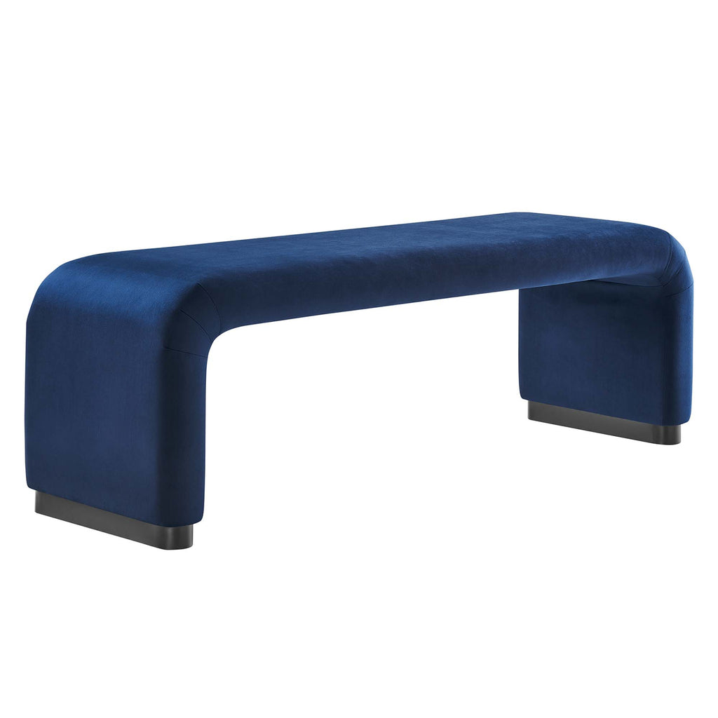Koda Performance Velvet Waterfall Long Bench - Black Midnight Blue