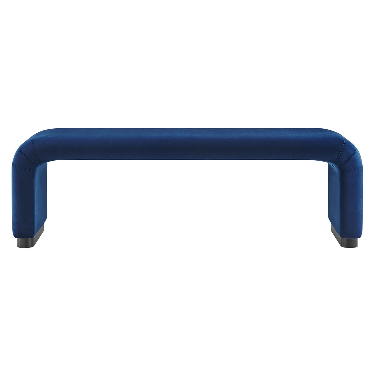Koda Performance Velvet Waterfall Long Bench - Black Midnight Blue