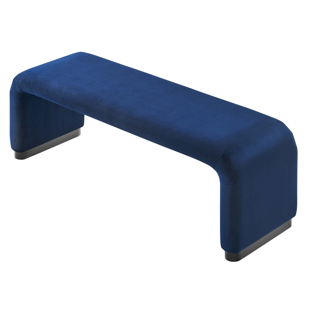 Koda Performance Velvet Waterfall Long Bench - Black Midnight Blue