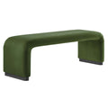 Koda Performance Velvet Waterfall Long Bench - Black Moss Green
