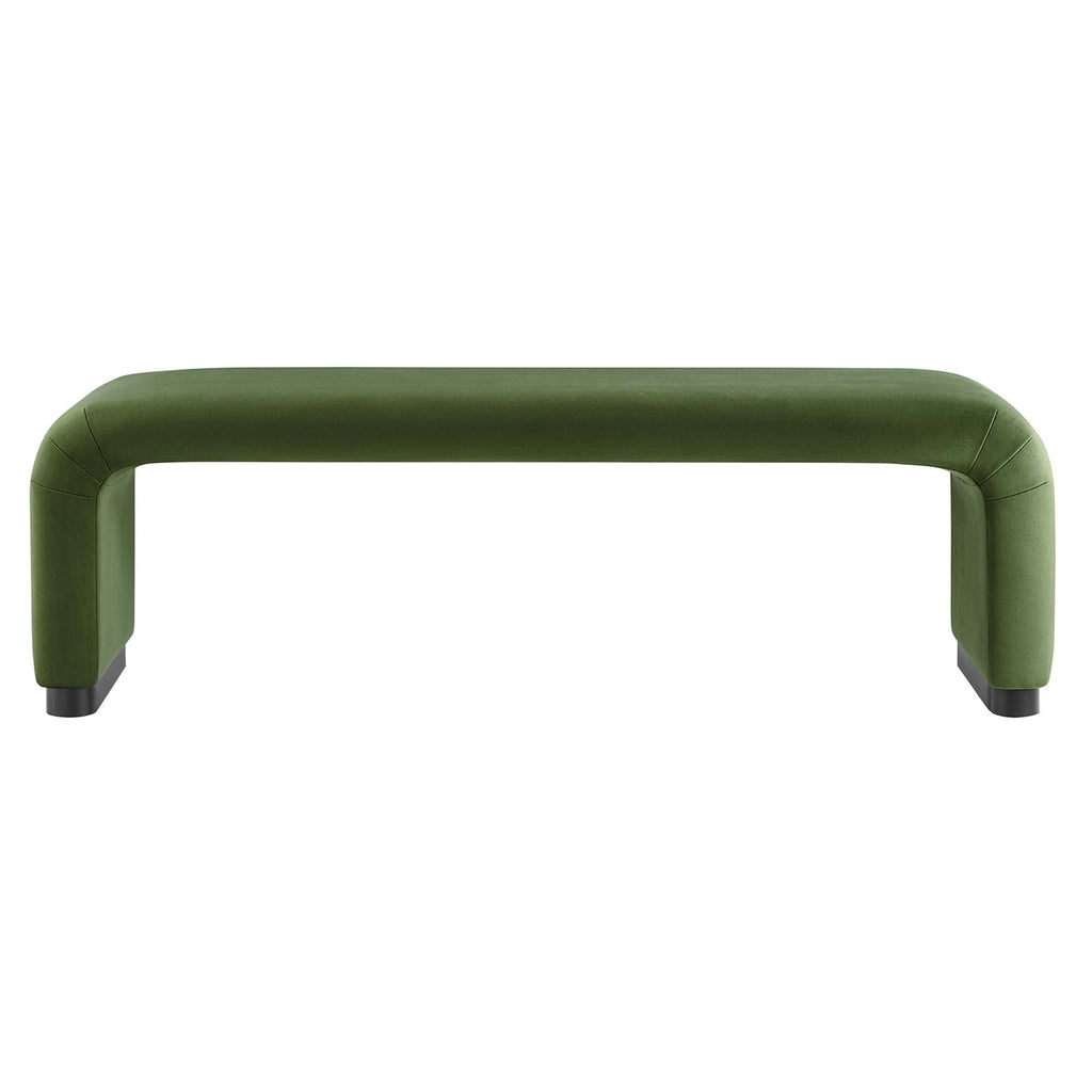Koda Performance Velvet Waterfall Long Bench - Black Moss Green