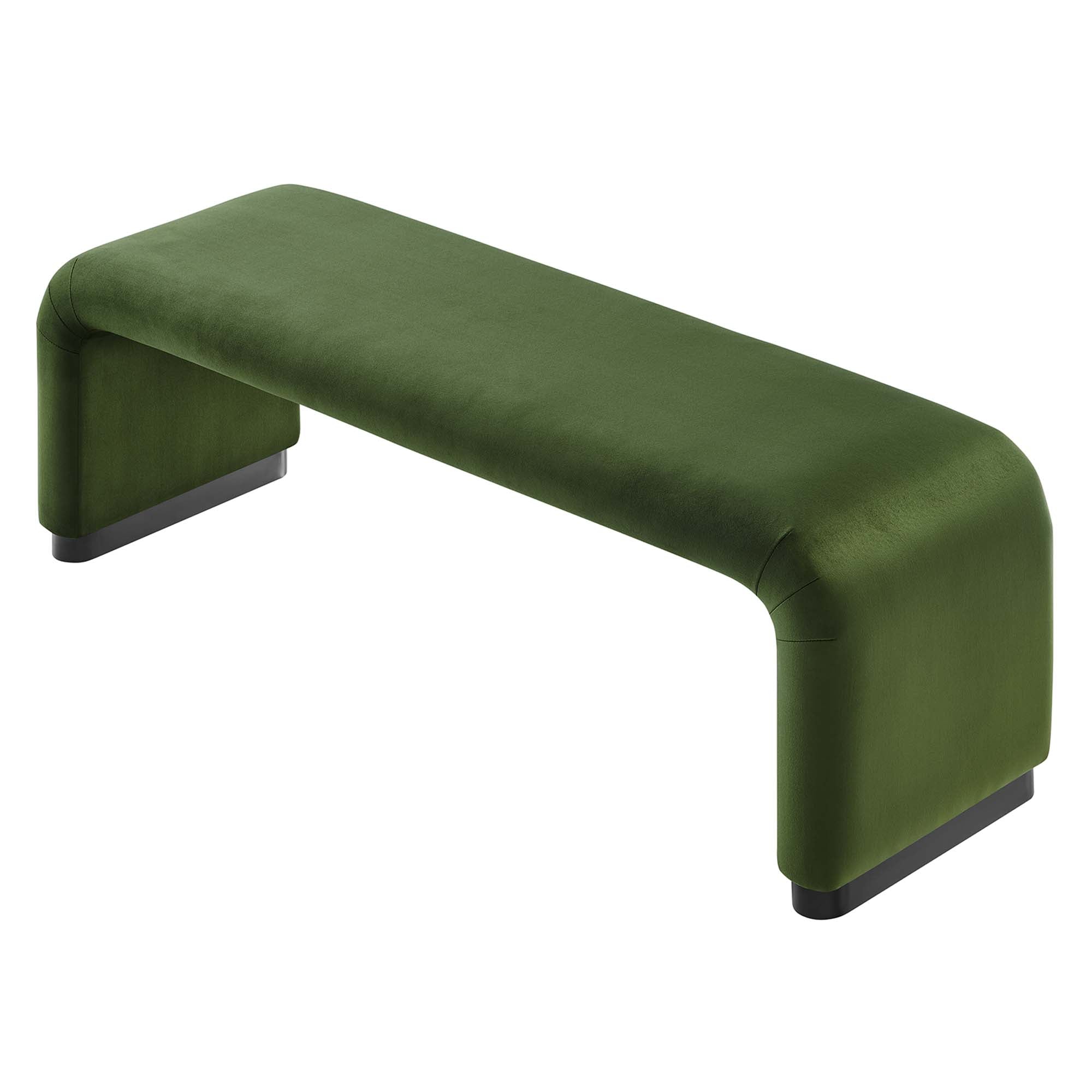 Koda Performance Velvet Waterfall Long Bench - Black Moss Green