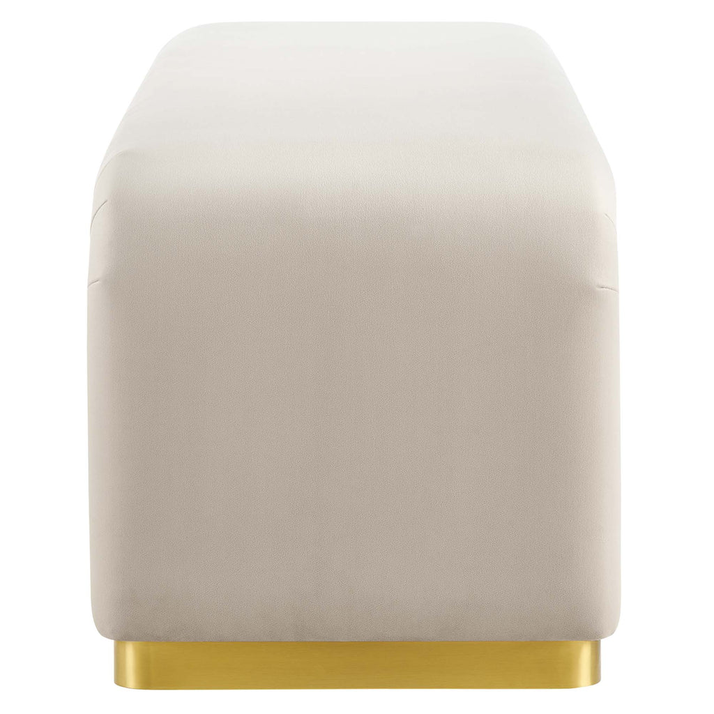 Koda Performance Velvet Waterfall Long Bench - Brass Almond