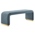 Koda Performance Velvet Waterfall Long Bench - Brass Cadet Blue