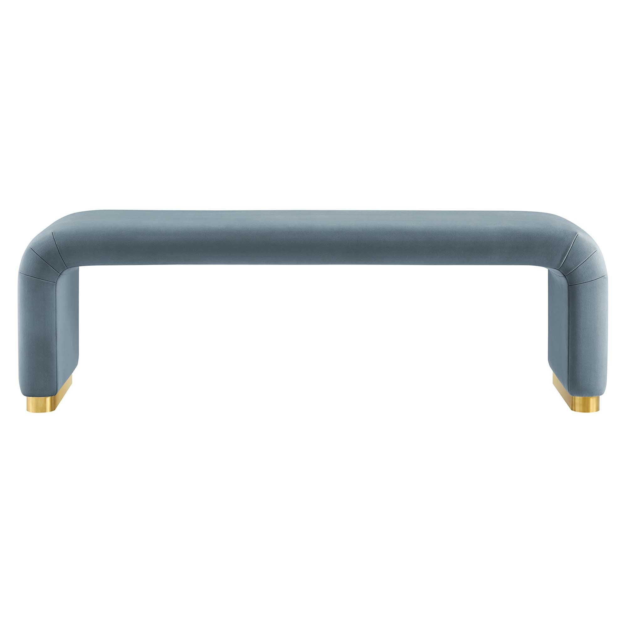Koda Performance Velvet Waterfall Long Bench - Brass Cadet Blue