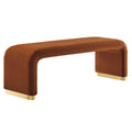 Koda Performance Velvet Waterfall Long Bench - Brass Rust