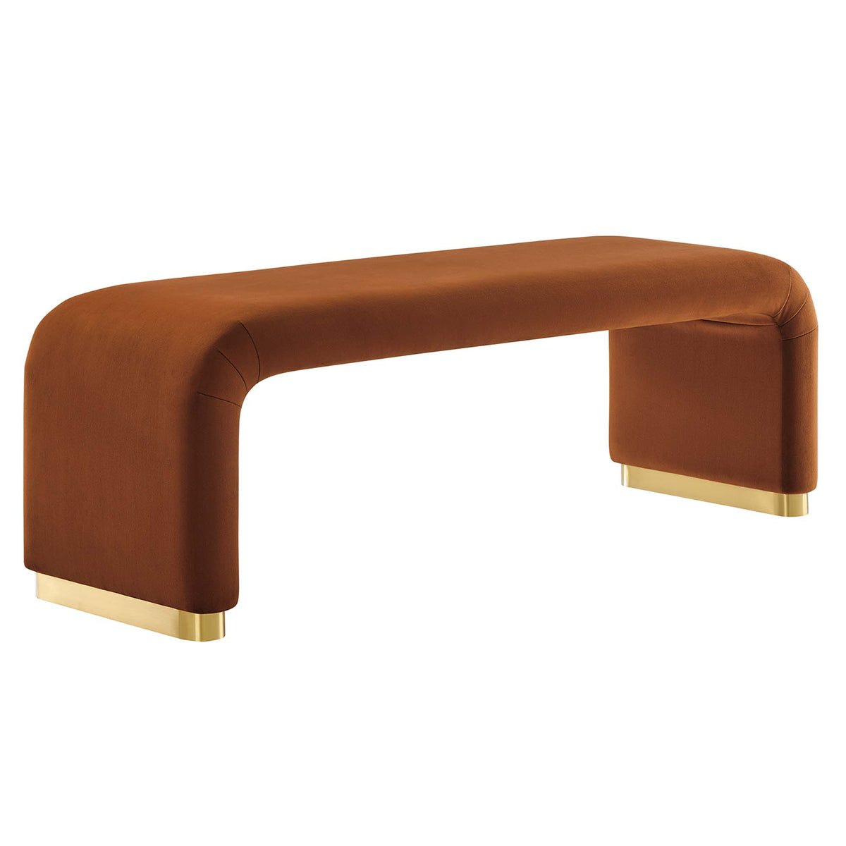 Koda Performance Velvet Waterfall Long Bench - Brass Rust
