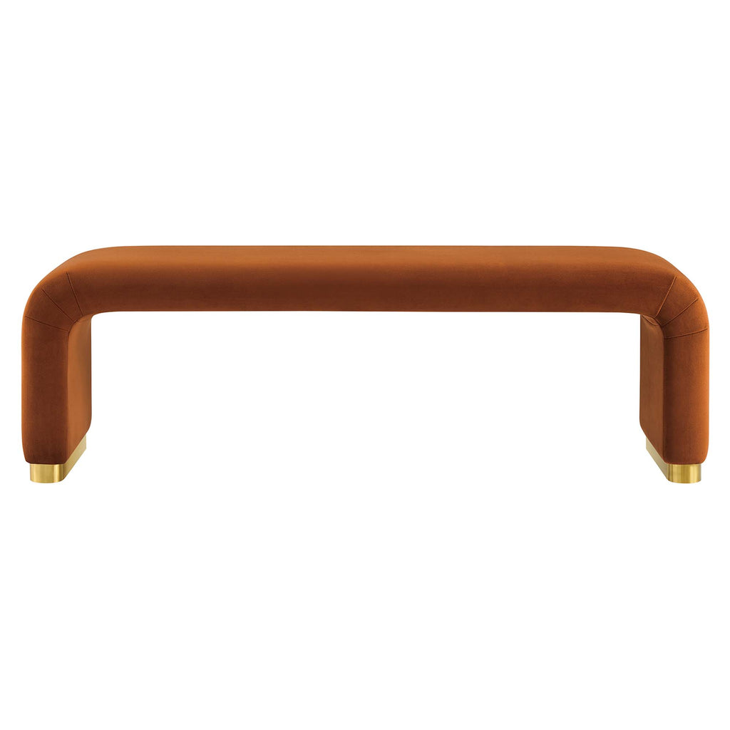 Koda Performance Velvet Waterfall Long Bench - Brass Rust