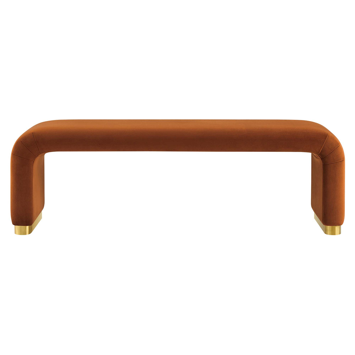 Koda Performance Velvet Waterfall Long Bench - Brass Rust