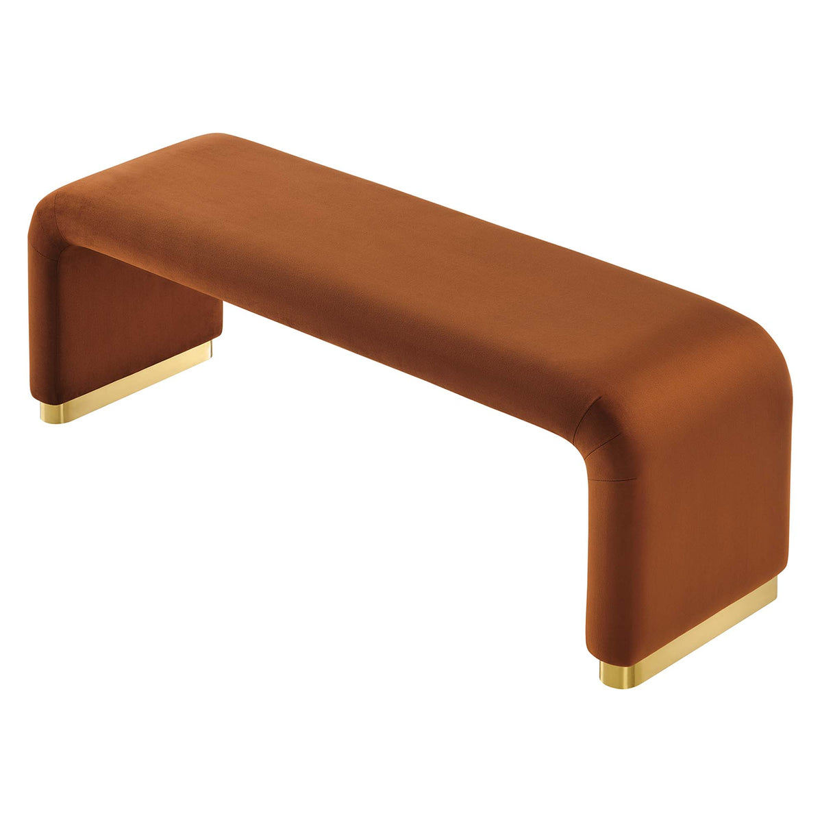 Koda Performance Velvet Waterfall Long Bench - Brass Rust
