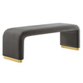 Koda Performance Velvet Waterfall Long Bench - Brass Storm Gray