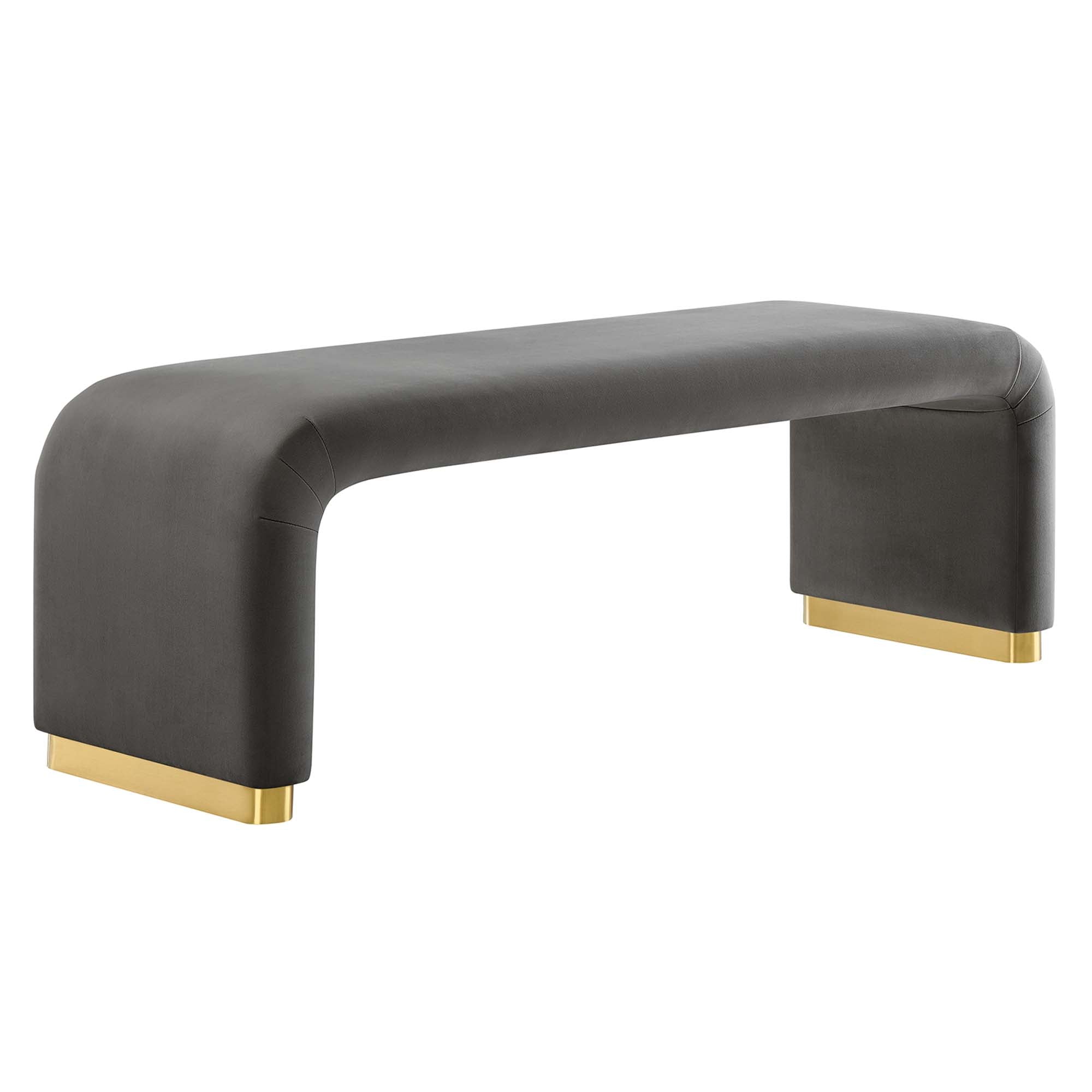 Koda Performance Velvet Waterfall Long Bench - Brass Storm Gray