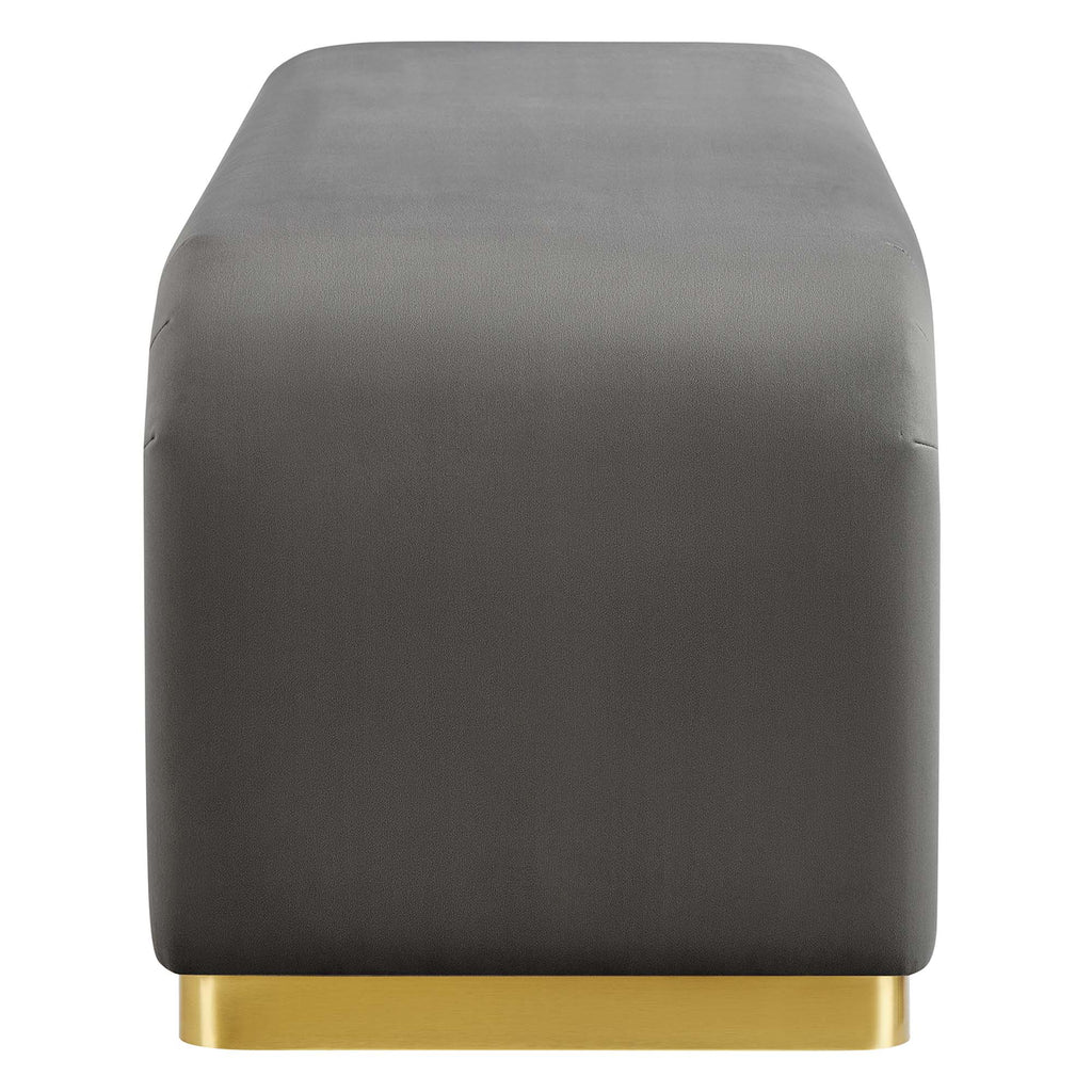 Koda Performance Velvet Waterfall Long Bench - Brass Storm Gray