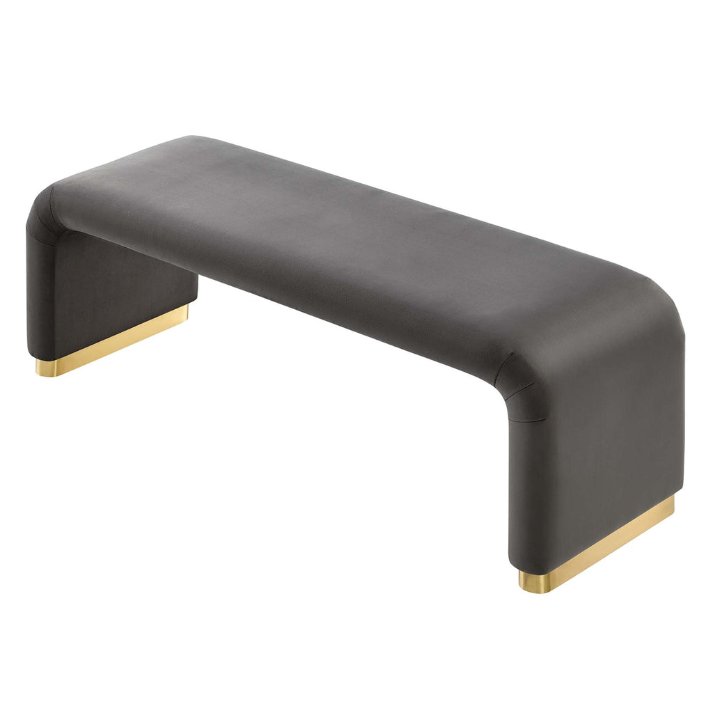Koda Performance Velvet Waterfall Long Bench - Brass Storm Gray