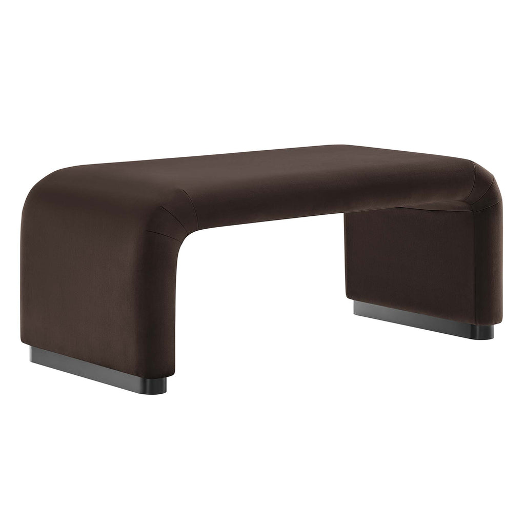 Koda Performance Velvet Waterfall Ottoman - Black Chocolate Brown