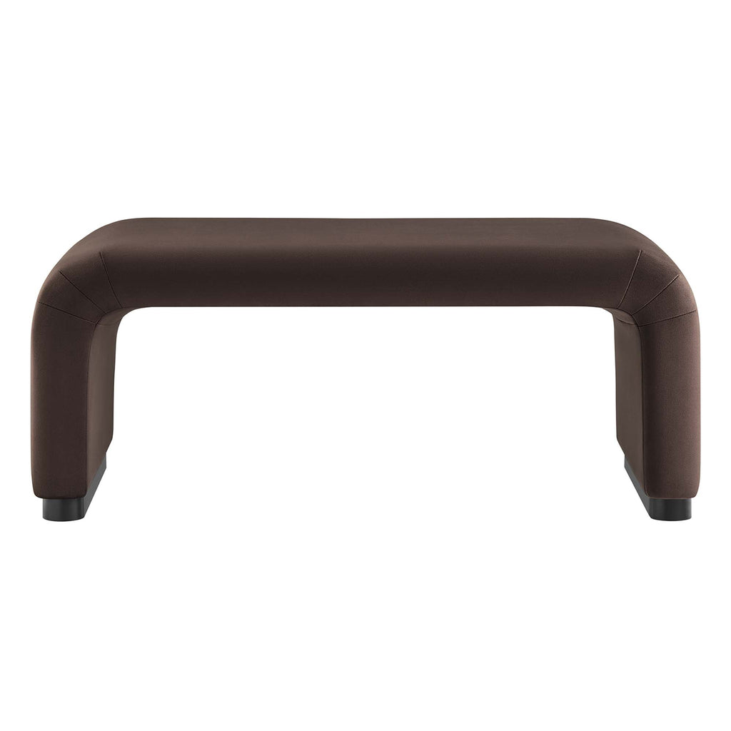 Koda Performance Velvet Waterfall Ottoman - Black Chocolate Brown
