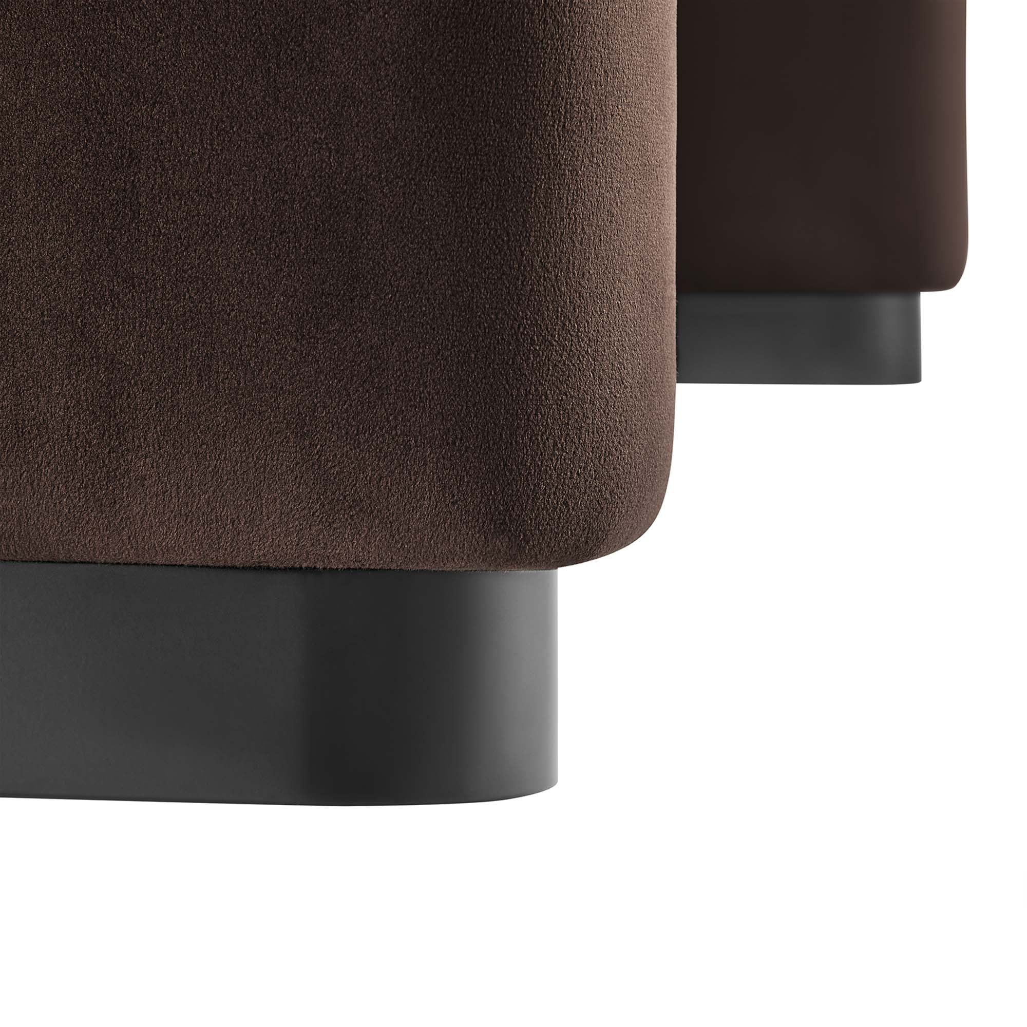 Koda Performance Velvet Waterfall Ottoman - Black Chocolate Brown