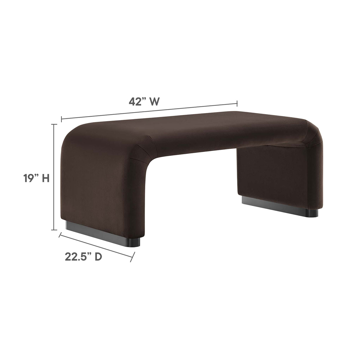 Koda Performance Velvet Waterfall Ottoman - Black Chocolate Brown