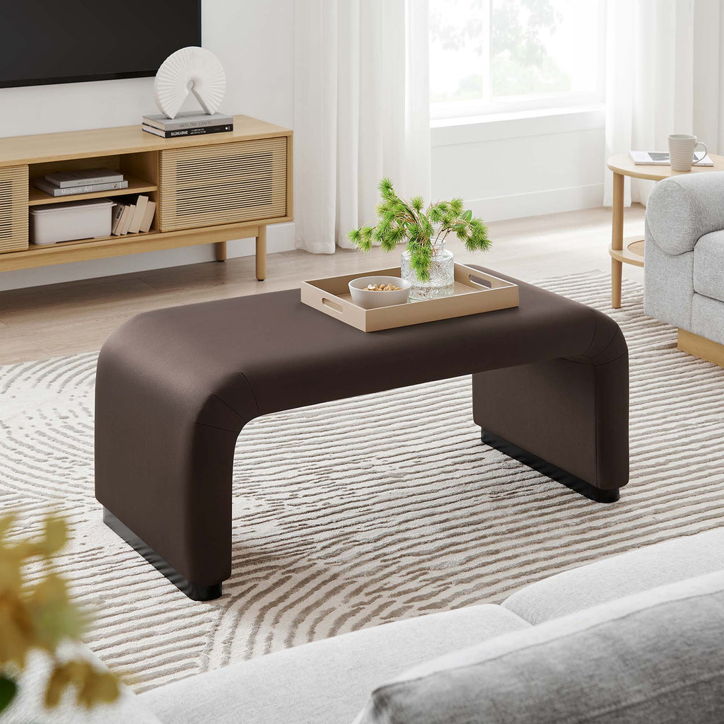 Koda Performance Velvet Waterfall Ottoman - Black Chocolate Brown