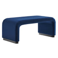 Koda Performance Velvet Waterfall Ottoman - Black Midnight Blue