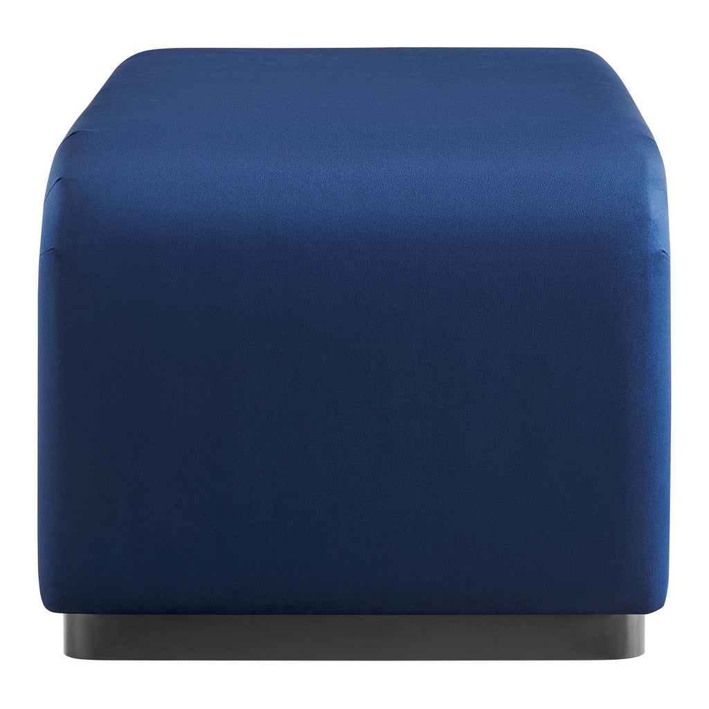 Koda Performance Velvet Waterfall Ottoman - Black Midnight Blue