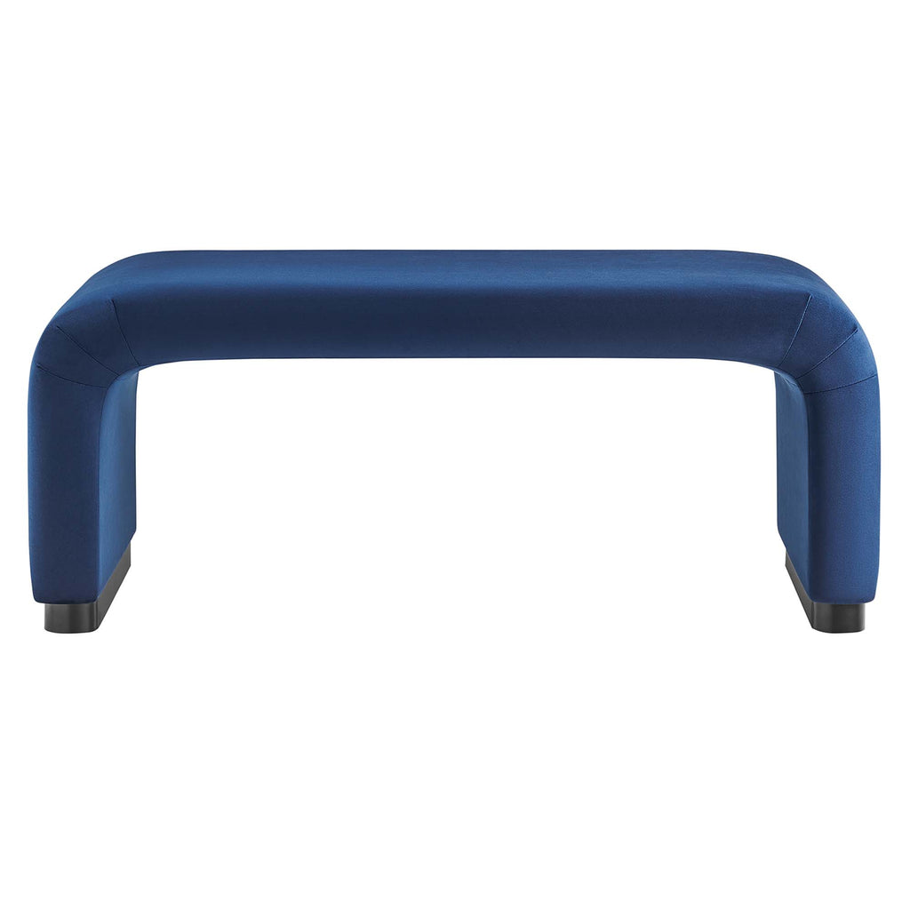 Koda Performance Velvet Waterfall Ottoman - Black Midnight Blue