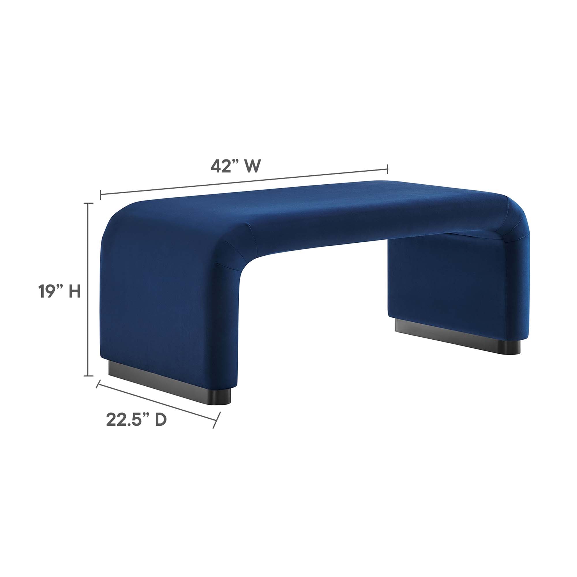 Koda Performance Velvet Waterfall Ottoman - Black Midnight Blue