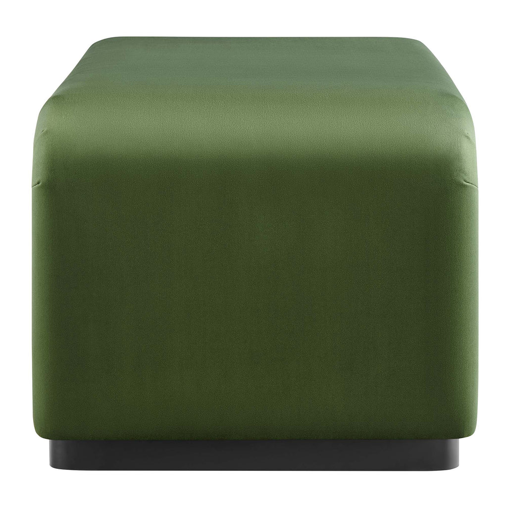 Koda Performance Velvet Waterfall Ottoman - Black Moss Green