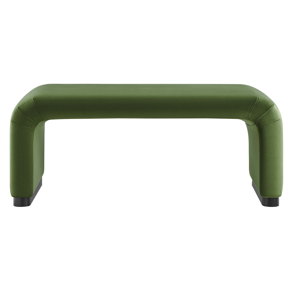Koda Performance Velvet Waterfall Ottoman - Black Moss Green
