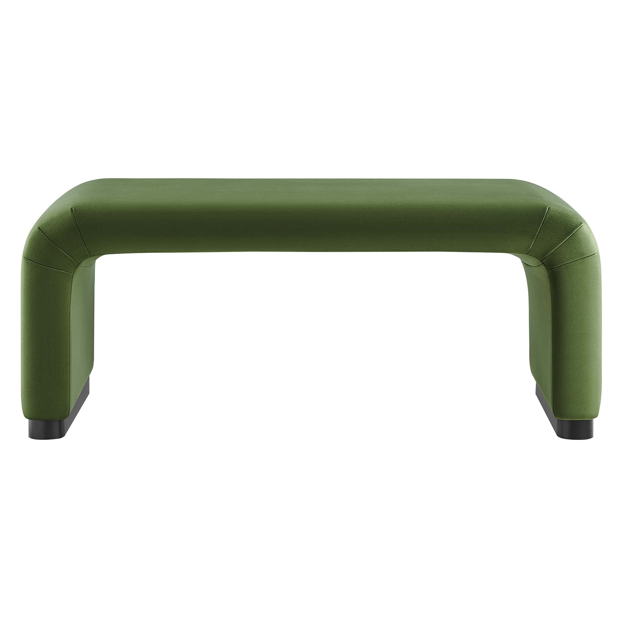 Koda Performance Velvet Waterfall Ottoman - Black Moss Green