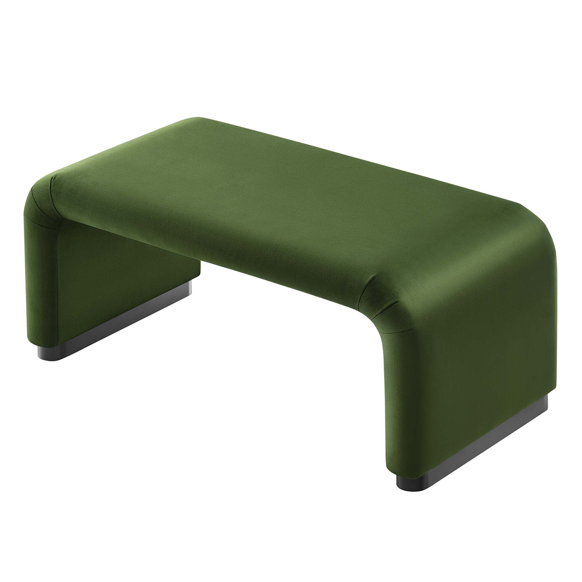 Koda Performance Velvet Waterfall Ottoman - Black Moss Green