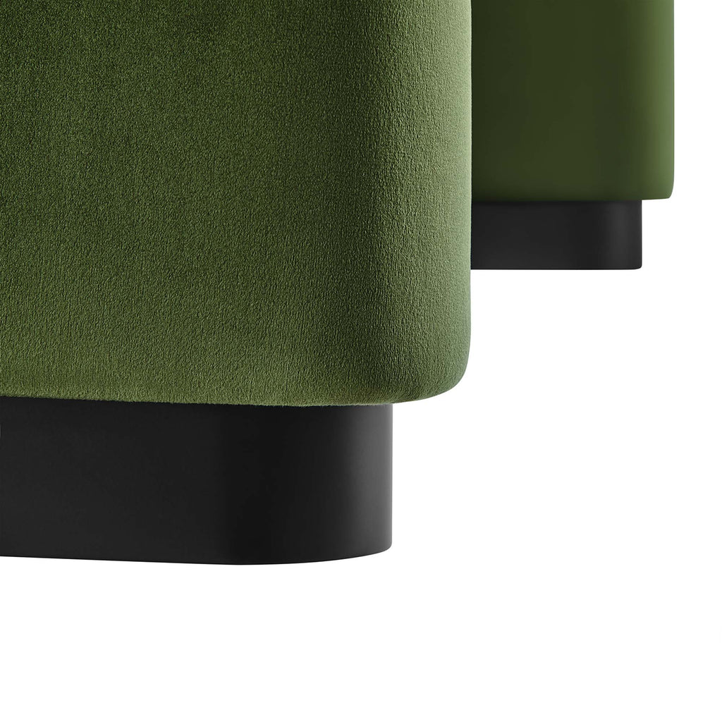 Koda Performance Velvet Waterfall Ottoman - Black Moss Green