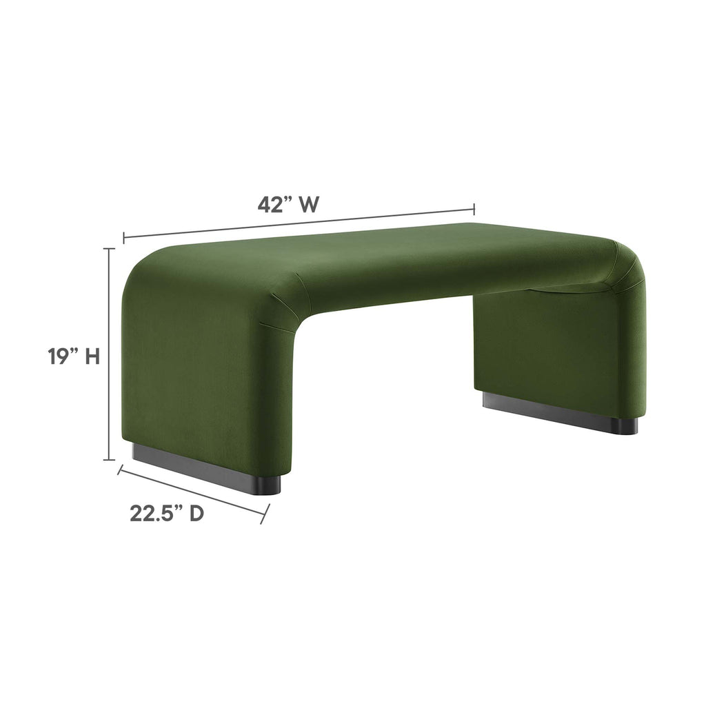 Koda Performance Velvet Waterfall Ottoman - Black Moss Green
