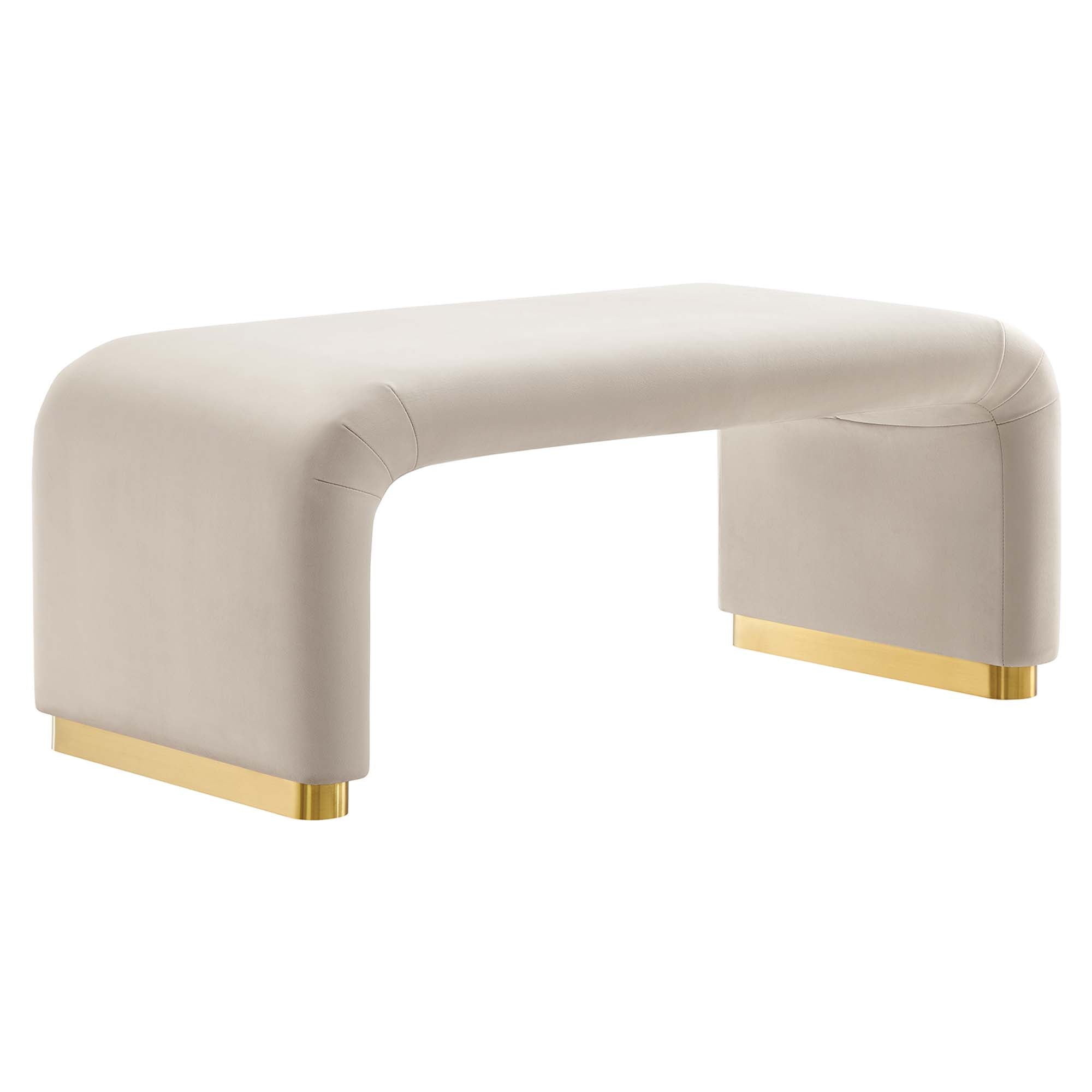 Koda Performance Velvet Waterfall Ottoman - Brass Almond