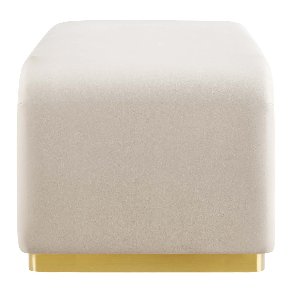 Koda Performance Velvet Waterfall Ottoman - Brass Almond