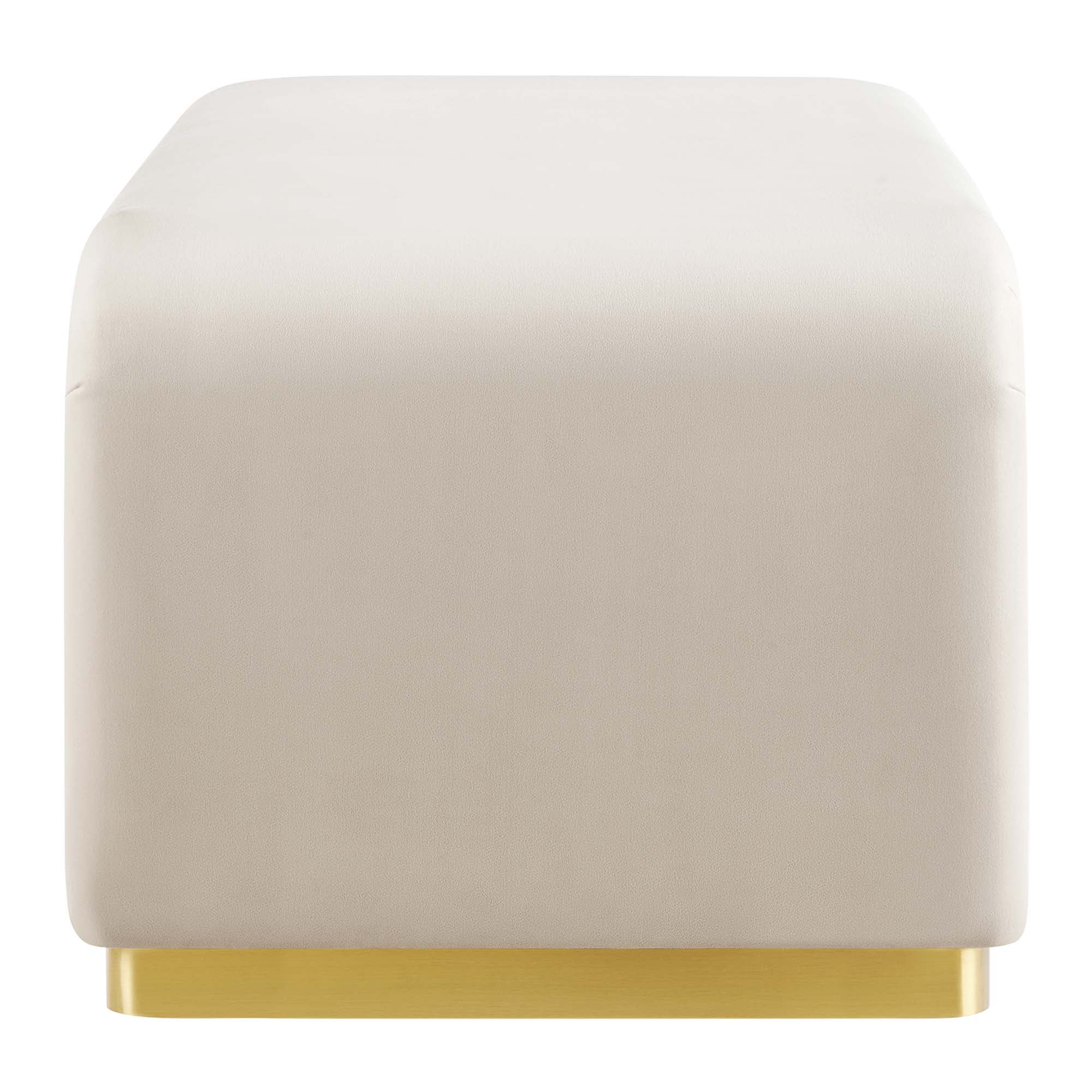 Koda Performance Velvet Waterfall Ottoman - Brass Almond