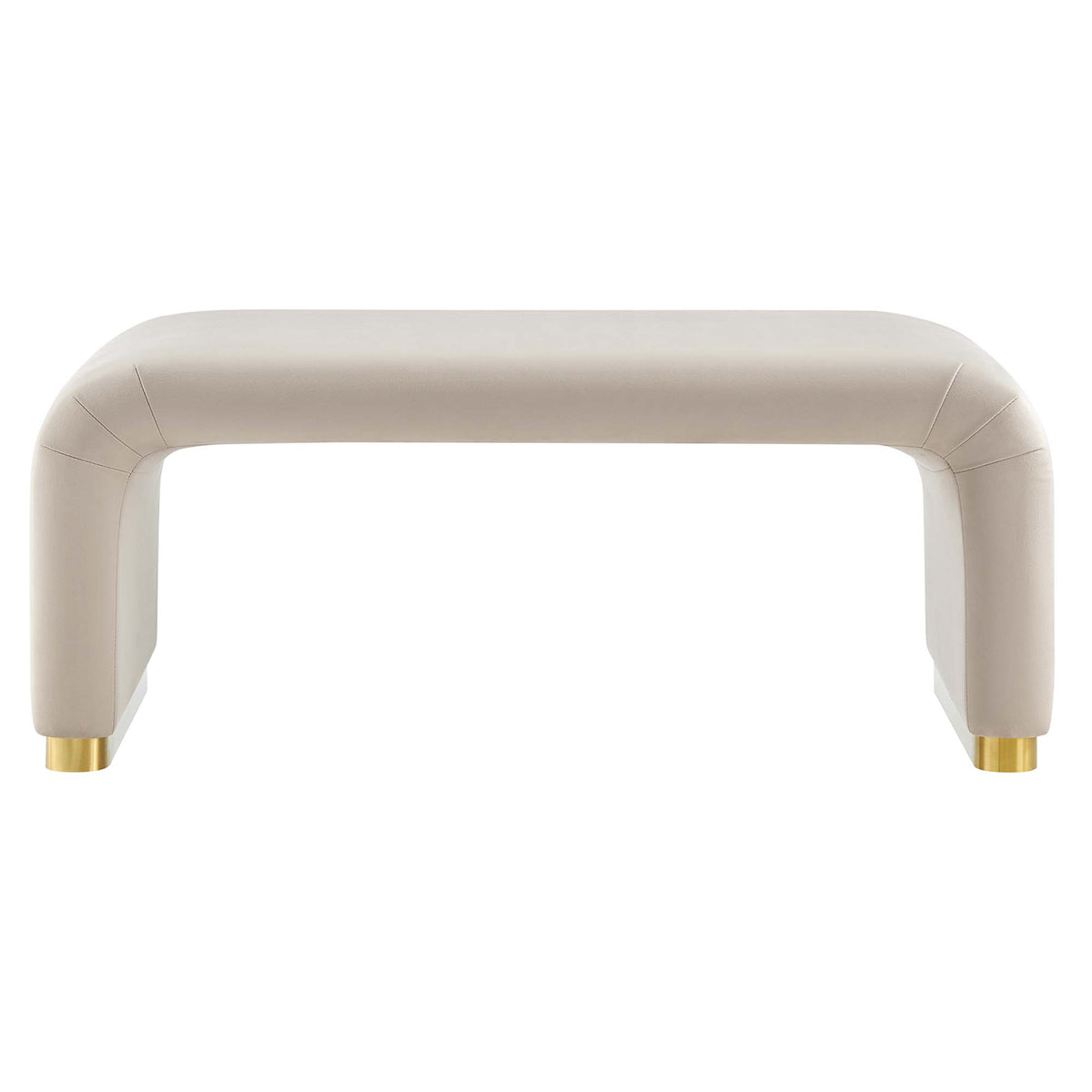 Koda Performance Velvet Waterfall Ottoman - Brass Almond