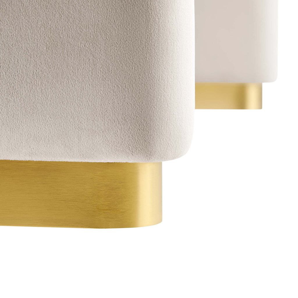 Koda Performance Velvet Waterfall Ottoman - Brass Almond