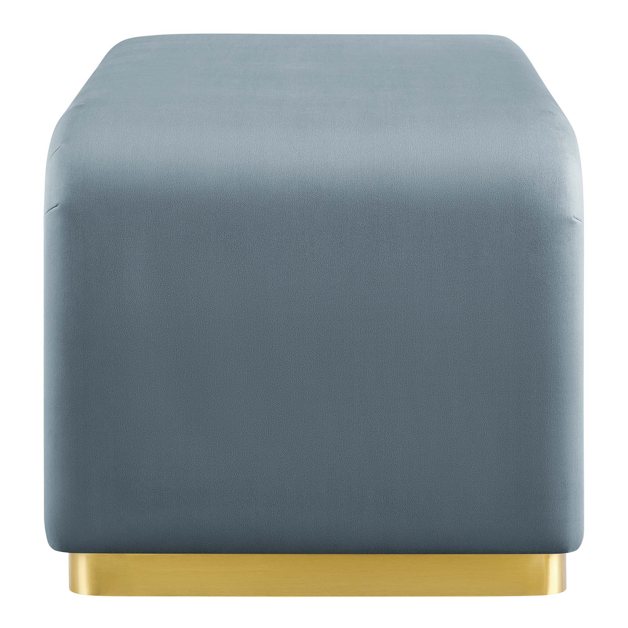 Koda Performance Velvet Waterfall Ottoman - Brass Cadet Blue