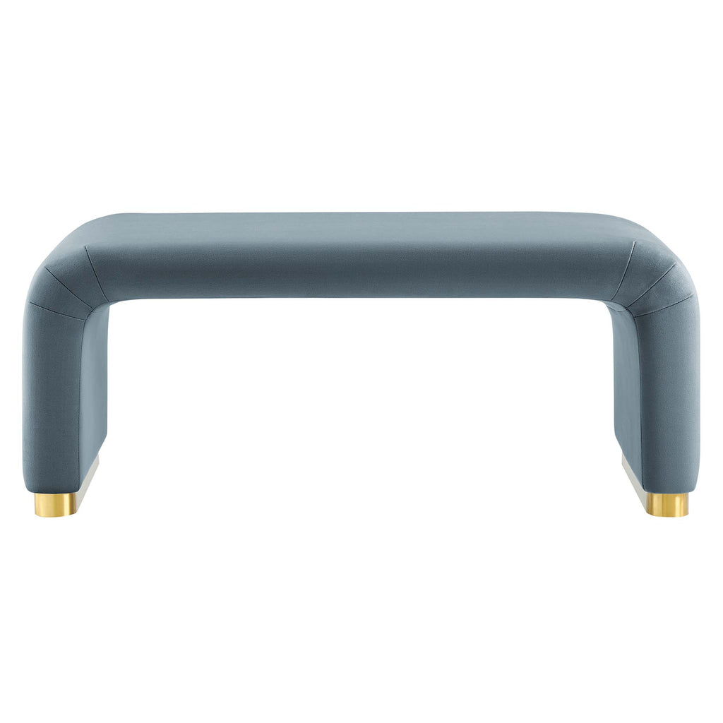 Koda Performance Velvet Waterfall Ottoman - Brass Cadet Blue