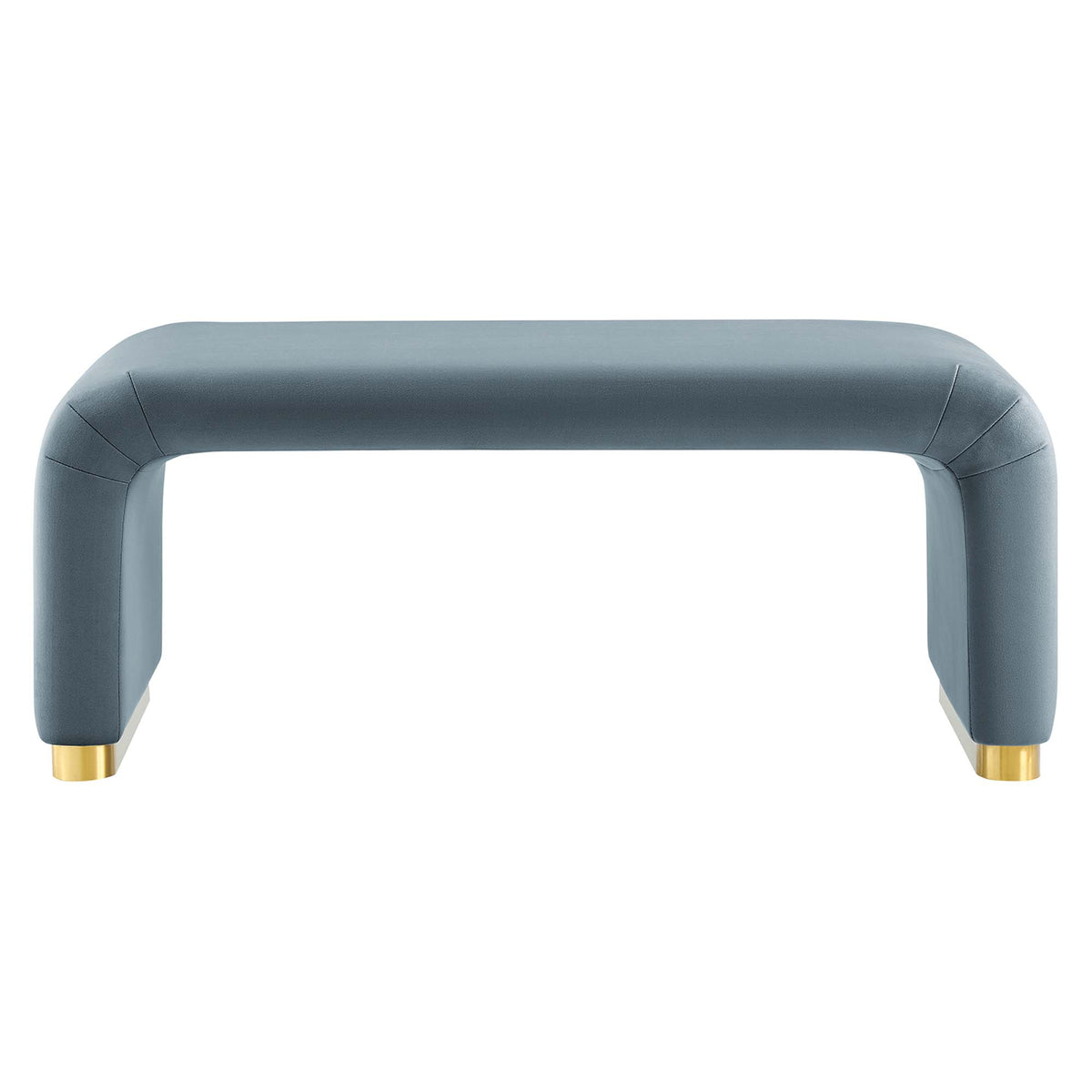 Koda Performance Velvet Waterfall Ottoman - Brass Cadet Blue