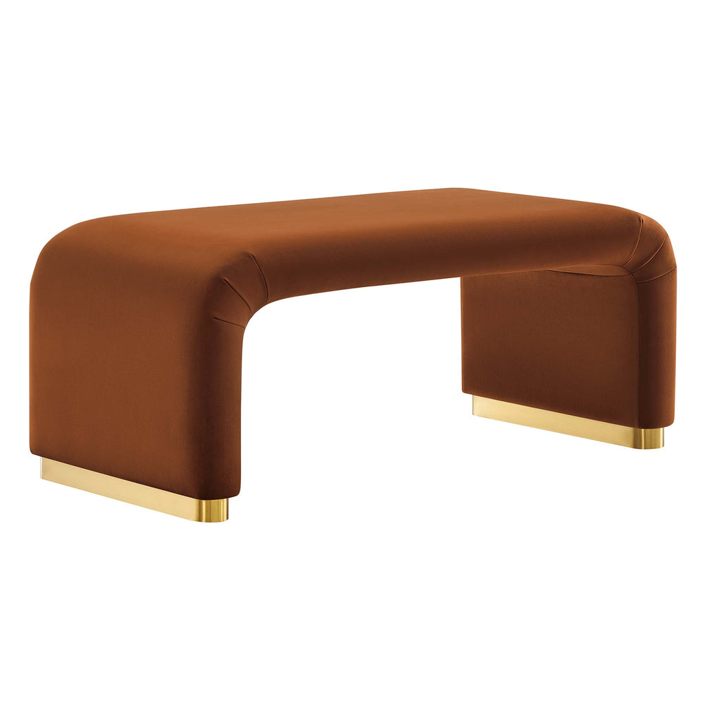 Koda Performance Velvet Waterfall Ottoman - Brass Rust